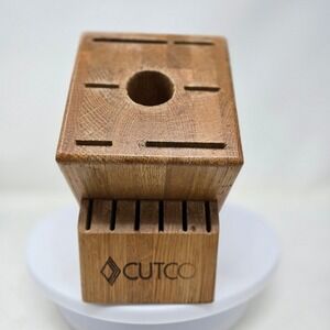 Cutco 13 Slot Oak Wood Knife Block Kitchen Cutlery Storage Made in USA Honey Oak
